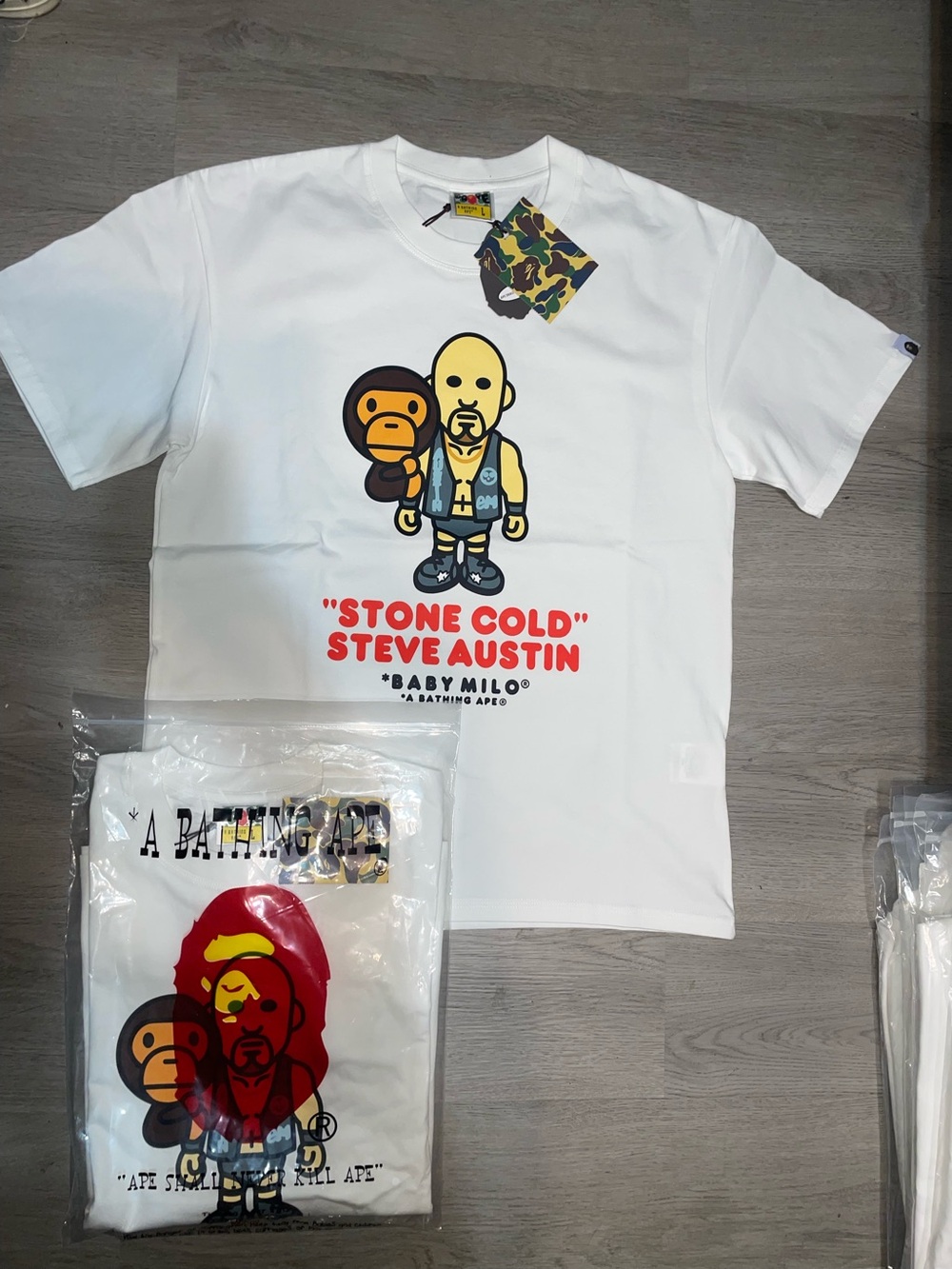 Bape White Baby Milo "Stone Cold" Steve Austin Graphic Tee